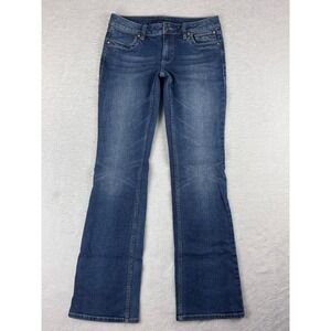 Harley‎ Davidson Rhinestone Bootcut Jeans Embellished Pockets Dark Wash Size 4